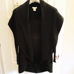 Cache Black Knit Cotton Shawl Cardigan Sweater